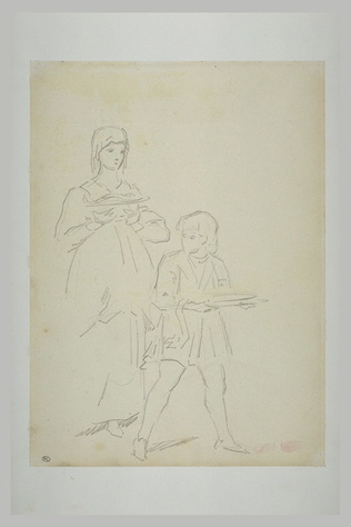 Edouard Manet - Femme et jeune garçon portant des plats
