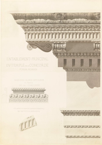 Louis Boitte - Temple de la Concorde à Rome, étude de l'entablement principal, d...