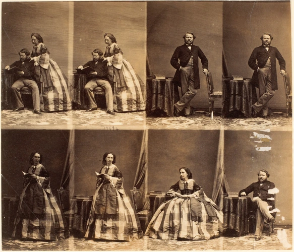 André Adolphe Eugène Disdéri - Mr et Mme Duquesne en huit poses, trois de madame...