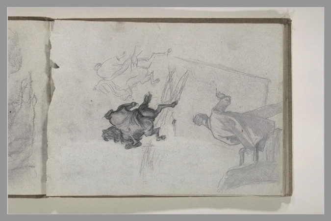 Frédéric Bazille - Peintre à son chevalet ; deux études d'un cavalier