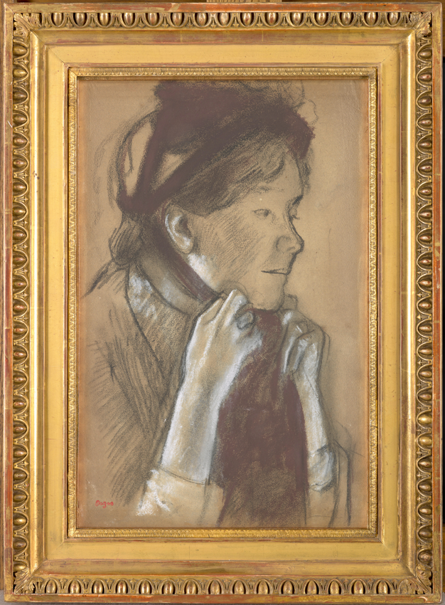 Jeune femme nouant les rubans de son chapeau - Edgar Degas