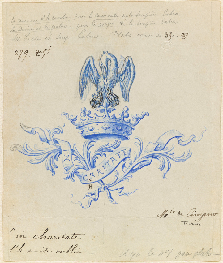 Emile Gallé - Blason aux armes de la famille de Cinzano