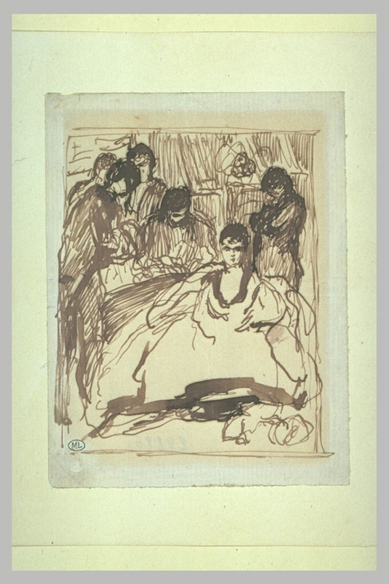 Auguste Renoir - Femme assise dans un intérieur, entourée de personnages