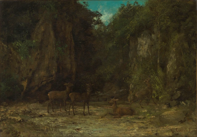 Remise de cerfs au crépuscule - Gustave Courbet