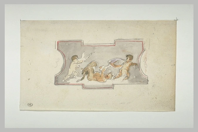 Edouard Manet - Deux amours et un satyre, dans un médaillon