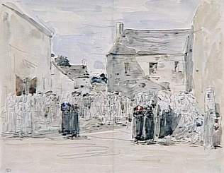 Eugène Boudin - Scène de noce dans la région de Plougastel-Daoulas