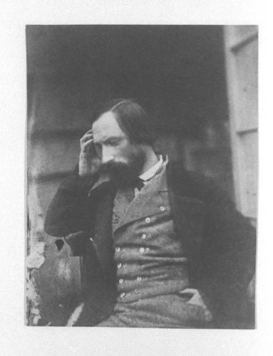 Auguste Vacquerie - Autoportrait, profil gauche, main droite à la tempe