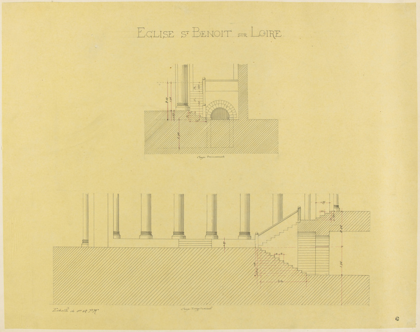 Juste Lisch - Eglise de Saint-Benoît-sur-Loire, plan et élévation d'un arc