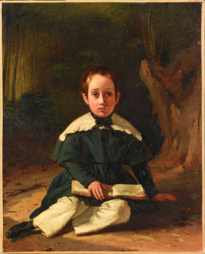 Alphonse-Louis Galbrund - Edgar Degas enfant tenant un livre sur les genoux