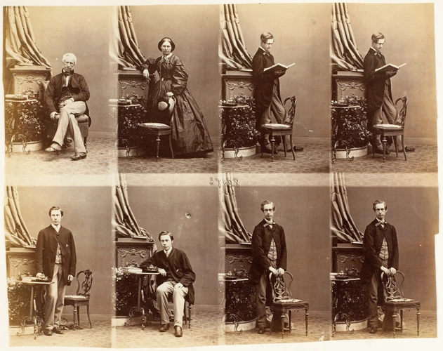 André Adolphe Eugène Disdéri - M. et Mme Pease et deux jeunes hommes en huit pos...