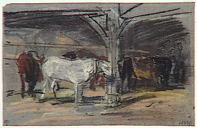 Eugène Boudin - Animaux sous une halle