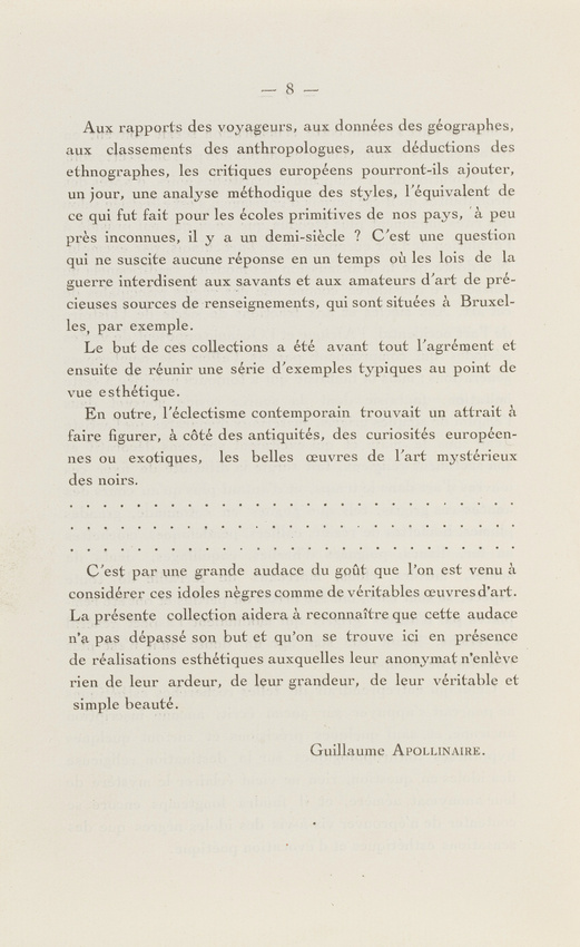 Guillaume Apollinaire - Catalogue d'exposition : Première exposition d'Art Nègre...