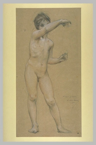 Luc Olivier Merson - Jeune fille nue, debout, de trois quarts vers la droite