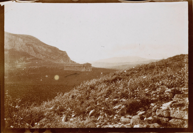 Auguste Delaherche - Temple de Ségeste, paysage de montagne