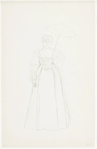 Jean-Léon Gérôme - Personnage féminin en costume historique, de face, tenant un ...