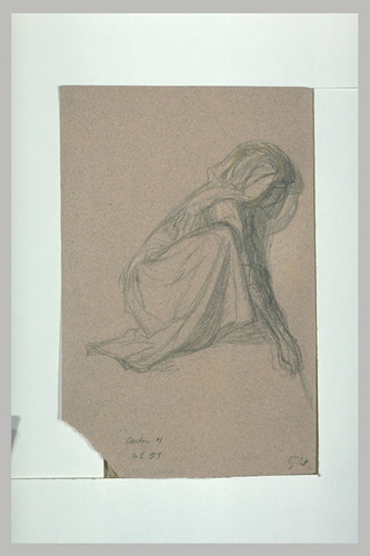 Ernest Hébert - Paysanne agenouillée, tirant sur une corde