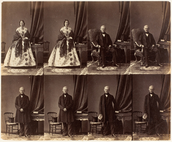 André Adolphe Eugène Disdéri - Comte Stratford et madame en huit poses, deux mad...