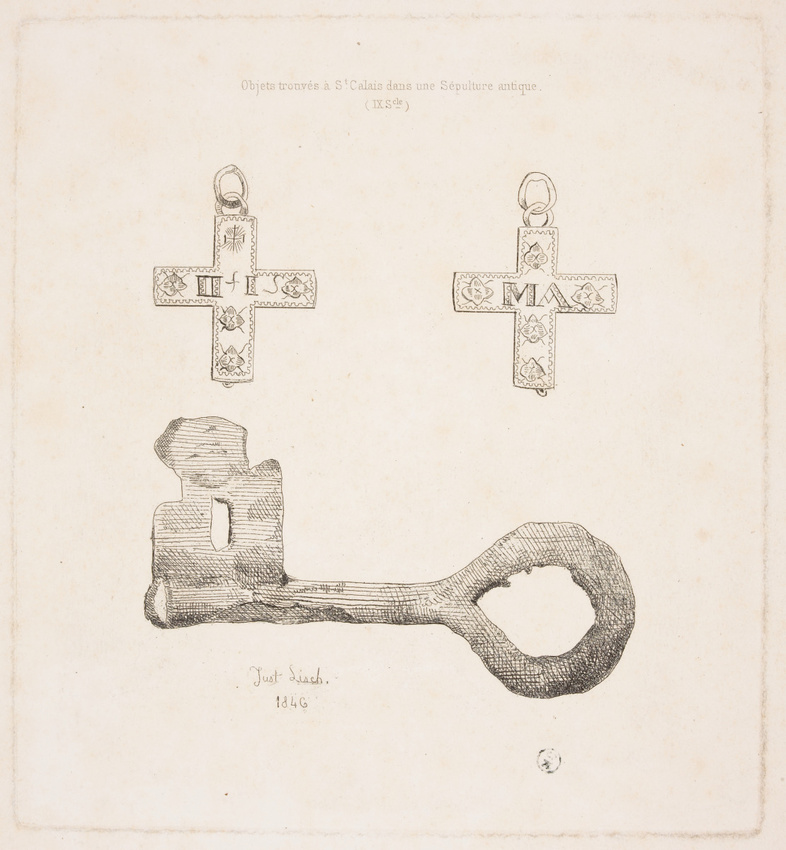 Juste Lisch - Objets trouvés à Saint-Calais dans une sépulture antique