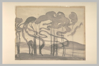 Eugène Carrière - Rangée d'arbres dans un paysage