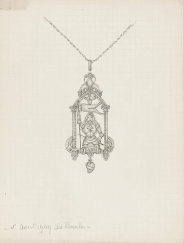 Pendentif Jeanne D'Arc En Métal Argenté - Année 1920, Occasion, Forme Ronde