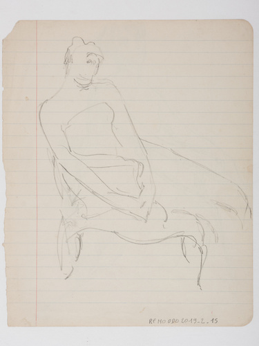 Jacques Lalaing de - Modèle féminin assis sur une chaise, trois quart droite