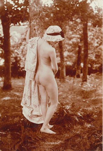 Charles Augustin Lhermitte - Jeune femme posant nue, peignoir sur l'épaule, dans...