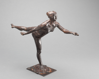 Danseuse, arabesque ouverte sur la jambe droite, bras gauche en avant, deuxième étude - Edgar Degas