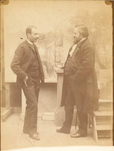 Henri Mairet - Abraham Catulle Mendès, à d., écrivain et critique littéraire, en...