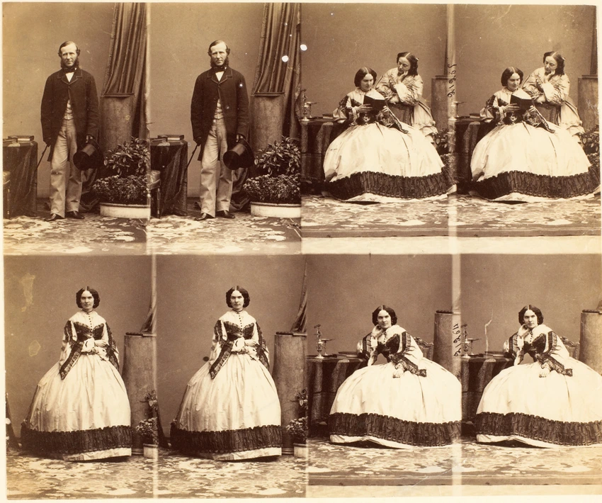 André Adolphe Eugène Disdéri - Miss Farley, un homme et une femme en huit poses,...