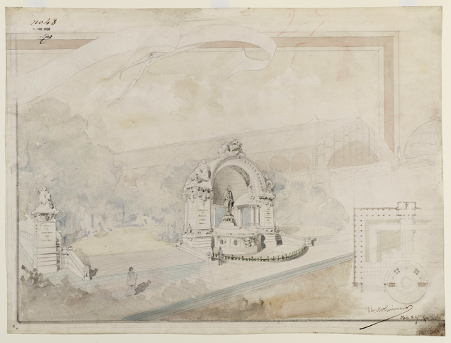 Hector Guimard - Beaux-arts : concours 1ère classe, Un monument à Adolphe Alphan...