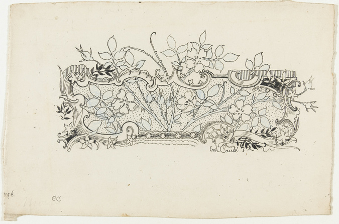 Emile Causé - Petite frise décorative de fleurs et d'aubépines