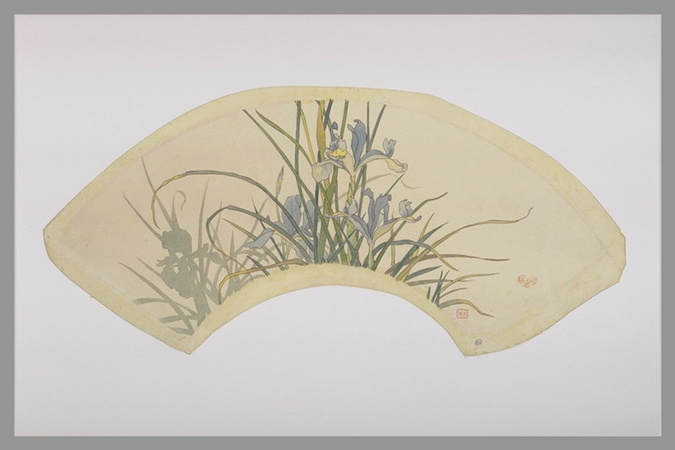 Projet d'éventail décoré d'iris