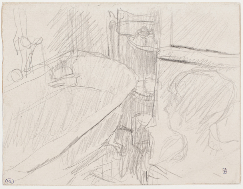 Pierre Bonnard - Intérieur de salle de bains, une tête de femme tournée vers la ...