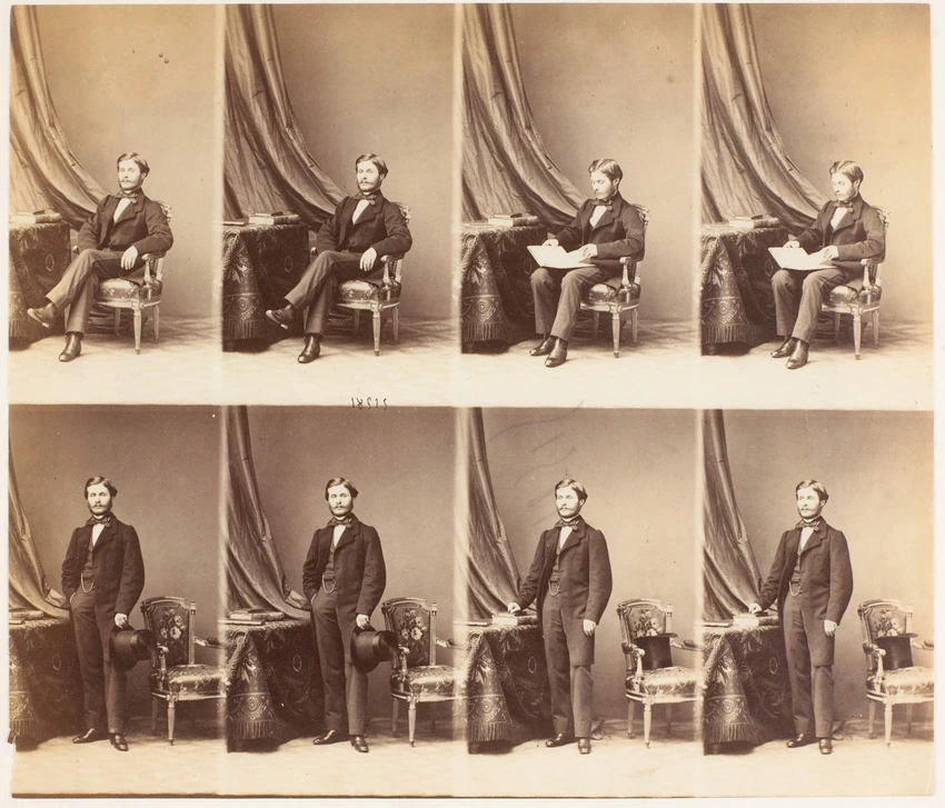 André Adolphe Eugène Disdéri - Prince Czetwertynski en huit poses, quatre assis ...