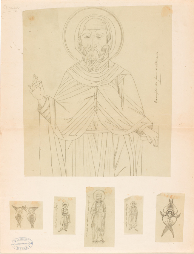 Alphonse Gosset - Ensemble de saints et anges pour une étude de vêtements