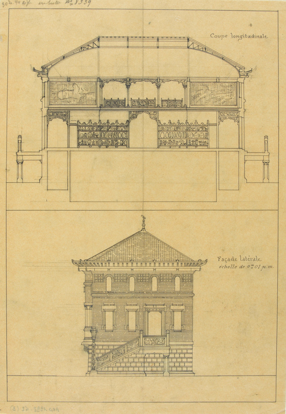 Jean-Camille Formigé - Exposition universelle de 1900, restaurant roumain, coupe...
