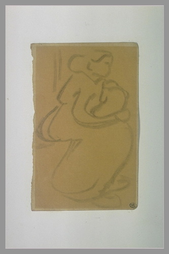 Vincent Van Gogh - Croquis rapide d'une femme assise, tenant son enfant
