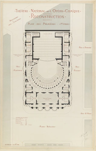 Henri Schmit - Projet de reconstruction de l'Opéra Comique, plan des premières (...