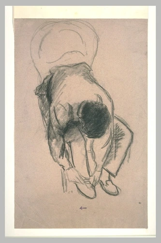 Camille Pissarro - Jeune homme assis laçant ses souliers