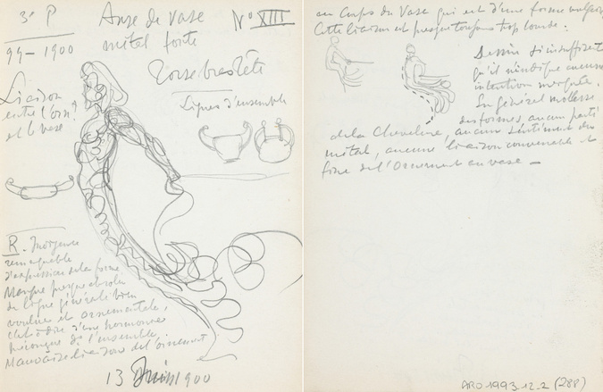 Eugène Grasset - Anse de vase en forme de personnage (recto et verso)