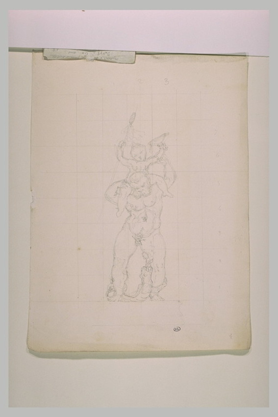 Eugène Guillaume - Silène portant sur ses épaules le jeune Bacchus tenant une co...