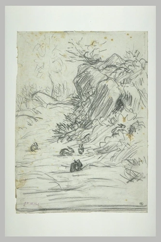 Jean-François Millet - Lapins dans un paysage