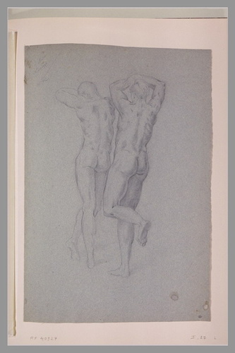 Odilon Redon - Deux hommes nus, debout, vus de dos
