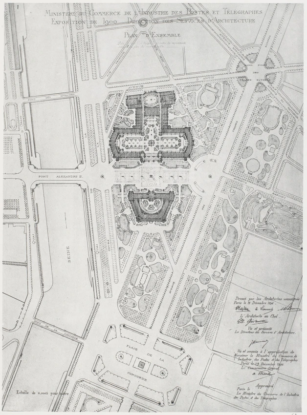 Charles Girault - Projet de 1896 pour le Grand Palais des Beaux-Arts, plan d'ens...