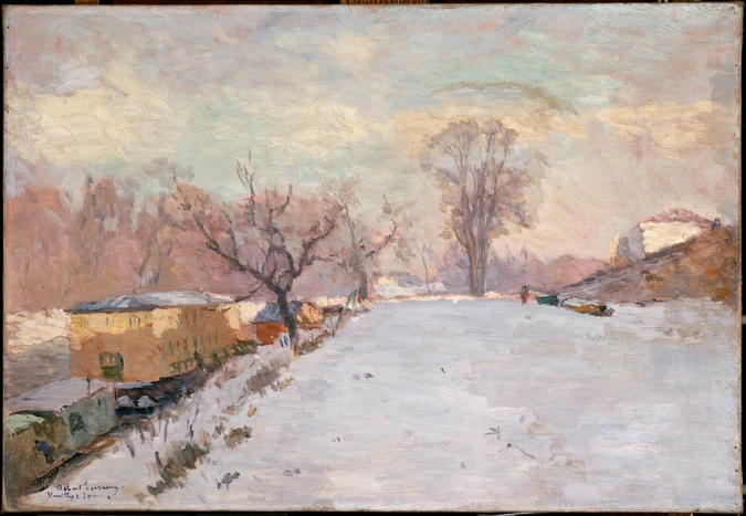 Albert Lebourg - Route au bord de la Seine, à Neuilly, en hiver