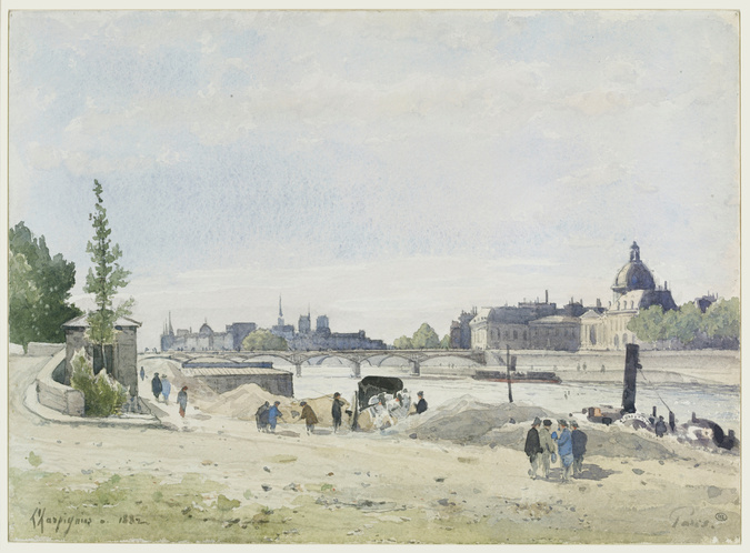 Henri Harpignies - La Berge de la Seine aux Tuileries