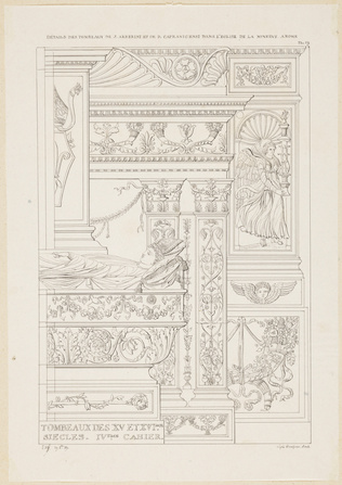 Edouard Villain - Détails des tombeaux de J. Arberini et de D. Capranicensi, égl...