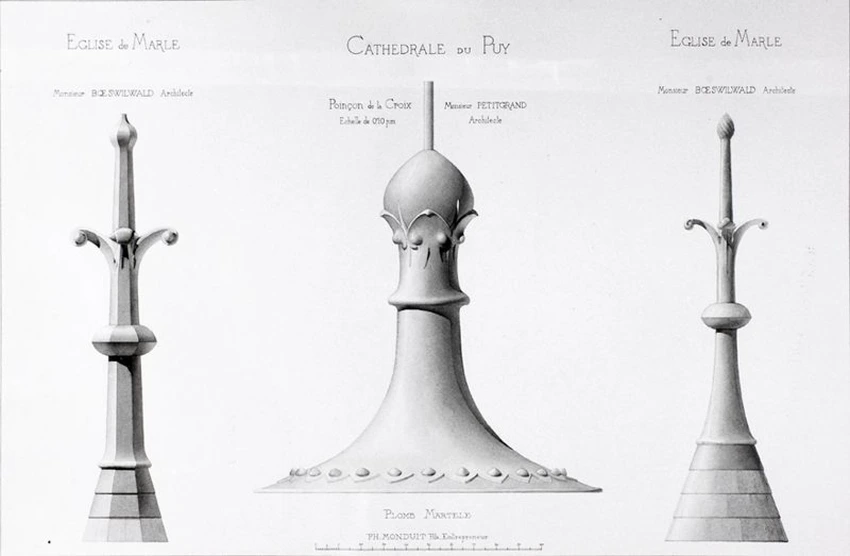 Trois modèles de poinçons, église de Marle et cathédrale du Puy - Maison Monduit