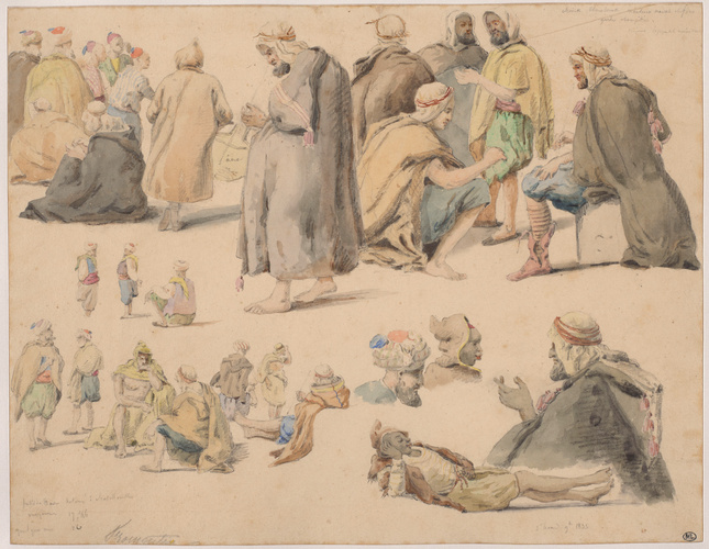 Eugène Fromentin - Feuille d'études d'arabes et de noirs