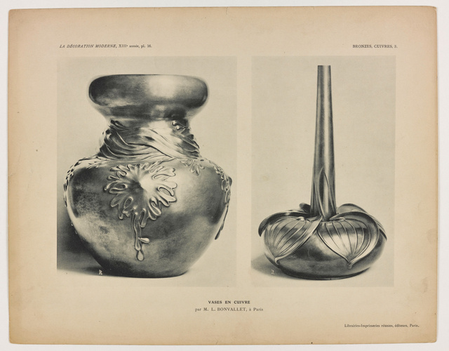 Lucien Bonvallet - Deux modèles de vases à décor végétal